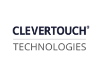 Das Bild zeigt das Logo von CLEVERTOUCH TECHNOLOGIES, mit CLEVERTOUCH in fetten dunkelblauen Großbuchstaben über einer Linie und TECHNOLOGIES in hellgrauen Großbuchstaben darunter.