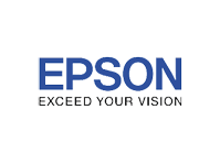Epson-Logo mit dem Schriftzug EPSON in fetten blauen Buchstaben über dem Slogan EXCEED YOUR VISION in Schwarz auf weißem Hintergrund.