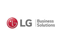 Das Logo von LG Business Solutions zeigt einen roten Kreis mit den weißen Buchstaben L und G, die ein stilisiertes Gesicht bilden, neben dem Schriftzug LG Business Solutions in Grau auf hellem Hintergrund.