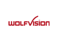 Das Bild zeigt das WolfVision-Logo in fetten roten Buchstaben auf weißem Hintergrund, mit einem in den Buchstaben V integrierten Häkchen-Design.